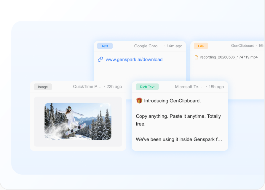 GenClipboard 的剪贴卡片界面